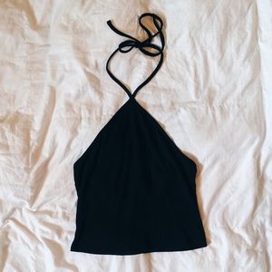 Black Ribbed Halter Top